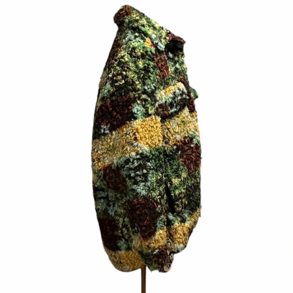 Urban Outfitters Palmer Sherpa Fleece Shacket Multicolor Popcorn Fuzzy Lined S